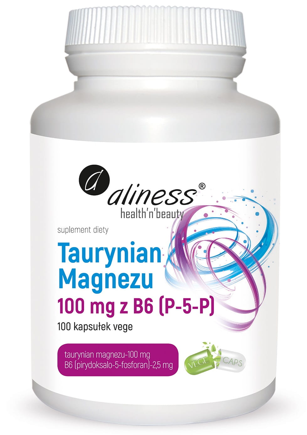 Taurynian Magnezu 100 mg z B6 (P-5-P) x 100 vege caps. – Aliness
